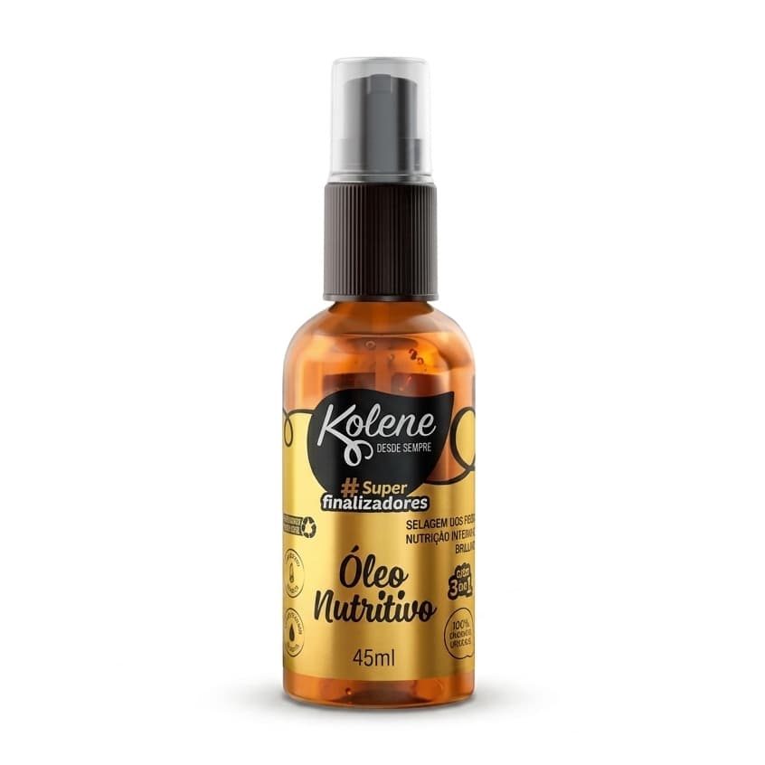 Óleo Capilar Nutritivo Kolene Super finalizadores Ação 3 em 1 45ml Selagem dos Fios Nutrição e Brilho