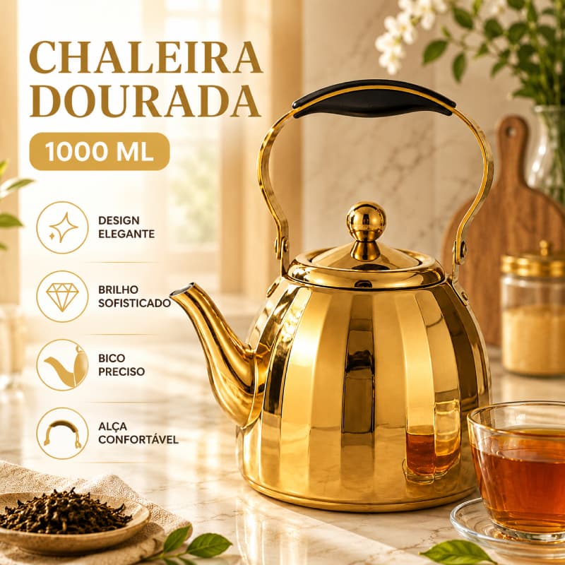 Chaleira aço Inoxidavel 1000ML Indução e Gás – Chaleira Elegante para Chá / Café, com Infusor