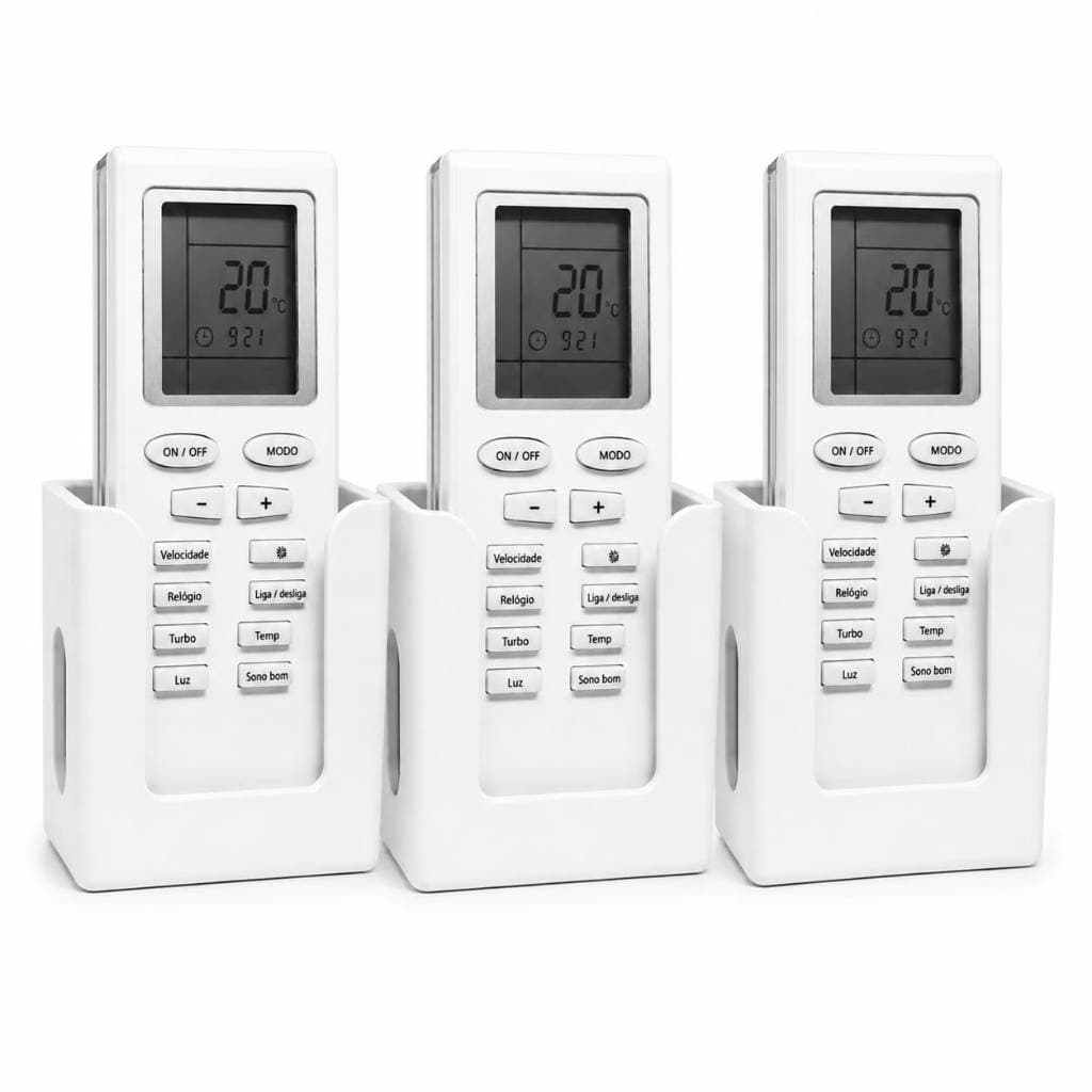 Kit 3 Suporte De Parede Porta Controle Remoto Universal Ar Tv Ventilador Casa Quarto Sala Organizar Sem Furar