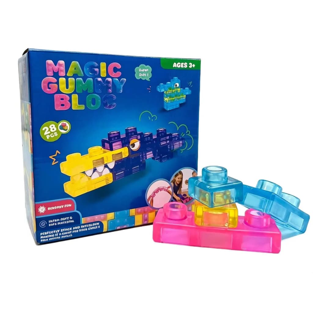 Blocos Montar Gelatina Silicone Macio Antiestresse Sensorial Brinquedo Educativo Infantil 28 Peças