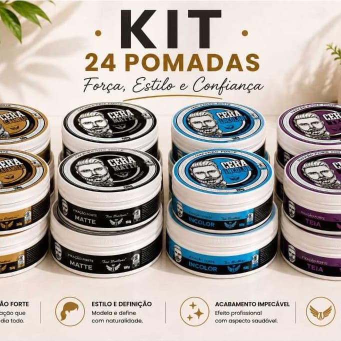 Kit Com 24 Pomadas/Ceras Caramelos Modeladoras  Para Cabelo Two Brothers 150G - ENVIO IMEDIATO