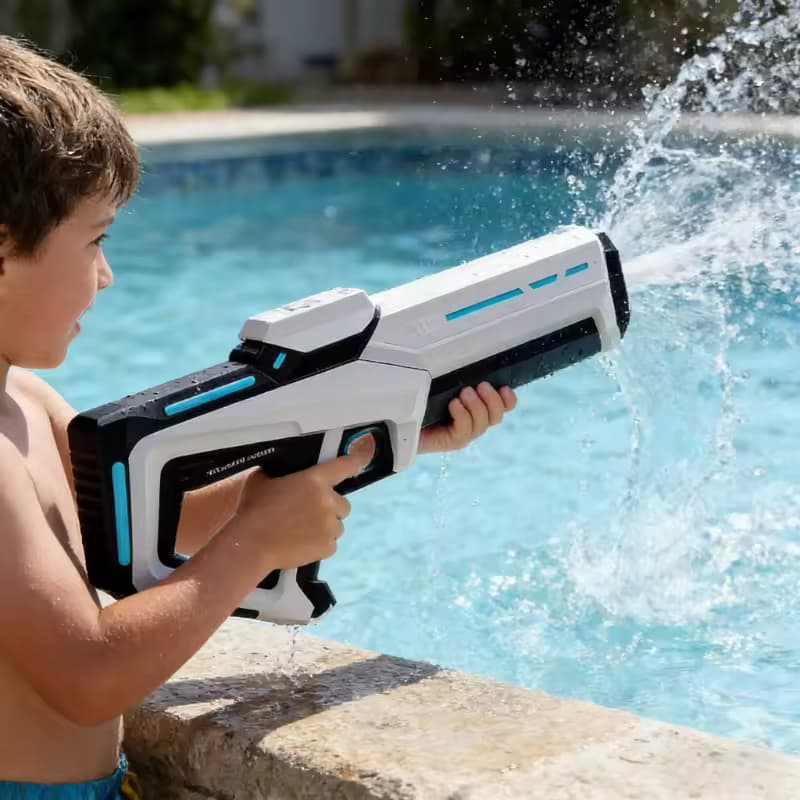 Pistola de Água Elétrica com LED para Piscina | Arma de Brinquedo de Verão para Meninos e Meninas e Família