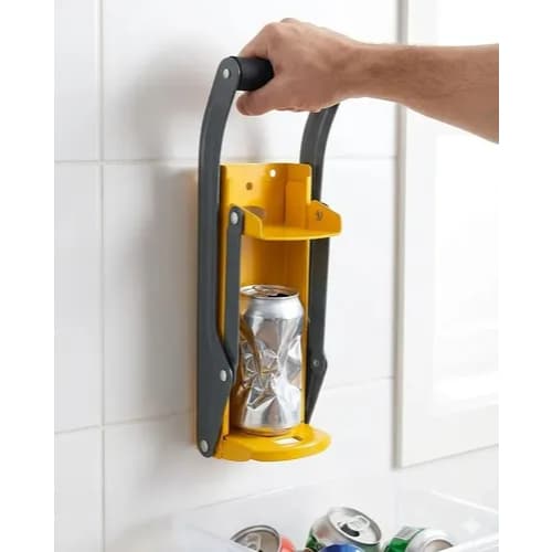 amassador de latas, amassador de latinhas, 475ml, manual, prensador, compactador, parede, reciclagem, cerveja e refriger