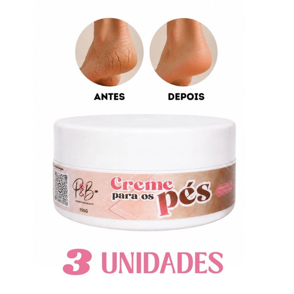 Kit 3 Creme Hidratante Para Os Pés  Ressecados  150g Rachaduras e Ressecamento Hidrata Afina