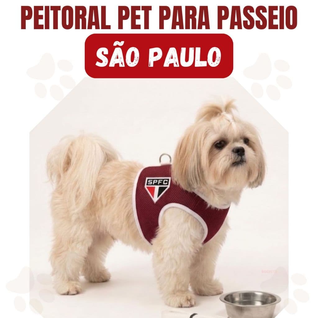 Peitoral time personalizado São Paulo coleira para cachorros e gatos