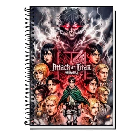 Caderno Attack on Titan | Caderno Escolar 1 a 20 Matérias | Caderno Universitário | Divisórias | Material Escolar | Estu