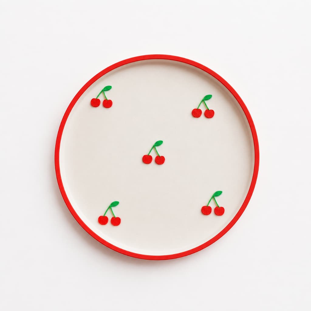 Bandeja Redonda Porta Objetos Decorativa Cerejas 12,5cm Organizador