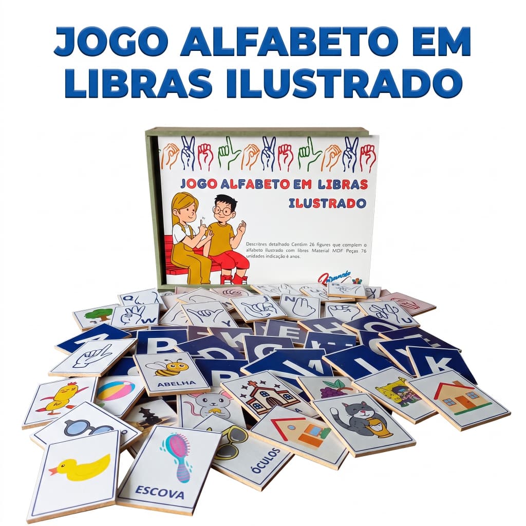 Jogo Alfabeto Em Libras Ilustrado Educativo Em Madeira MDF