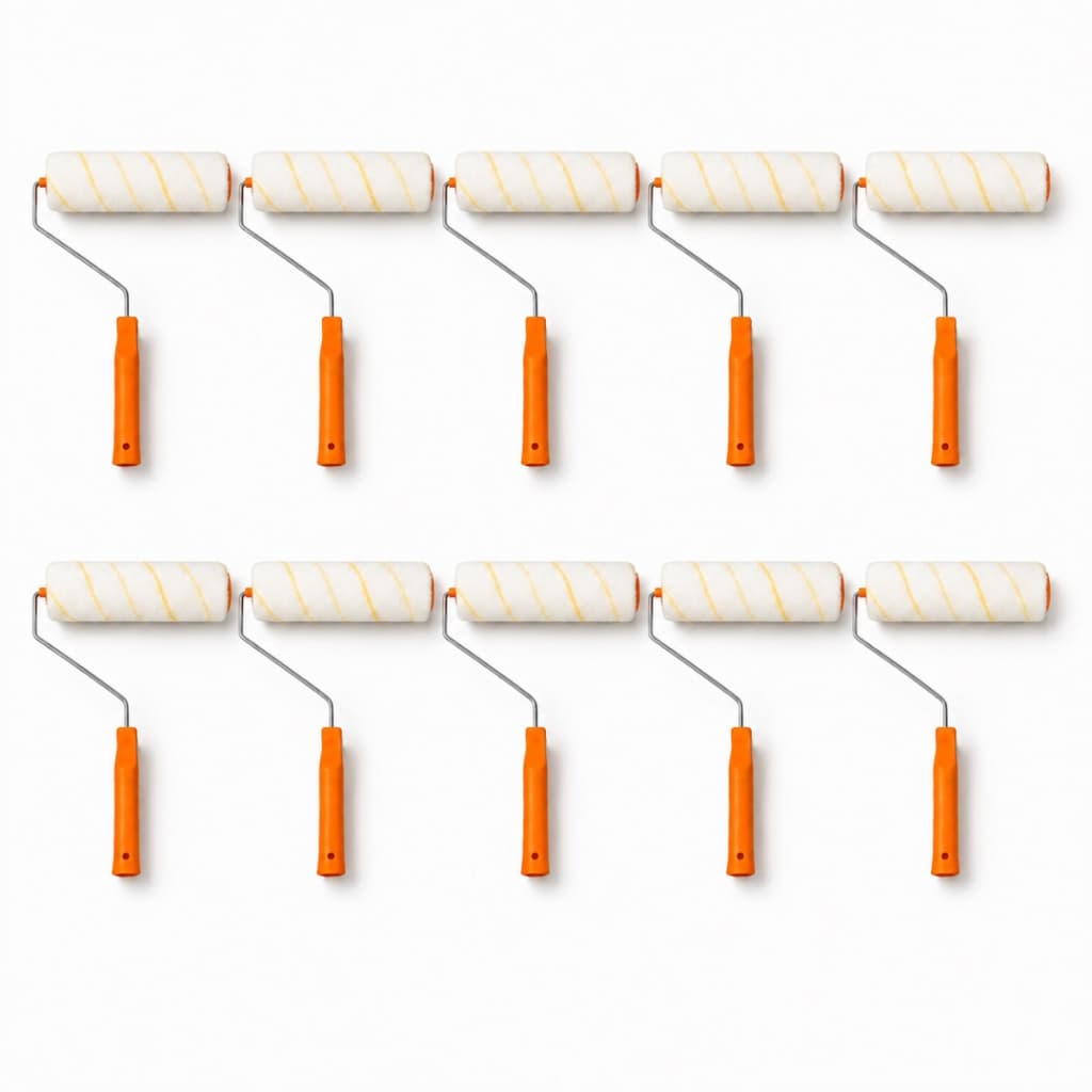 Kit 10 Rolos De Pintura Profissional Lã 23cm Com Cabo Ergonômico Anti Gotas - Pintura Uniforme E Profissional