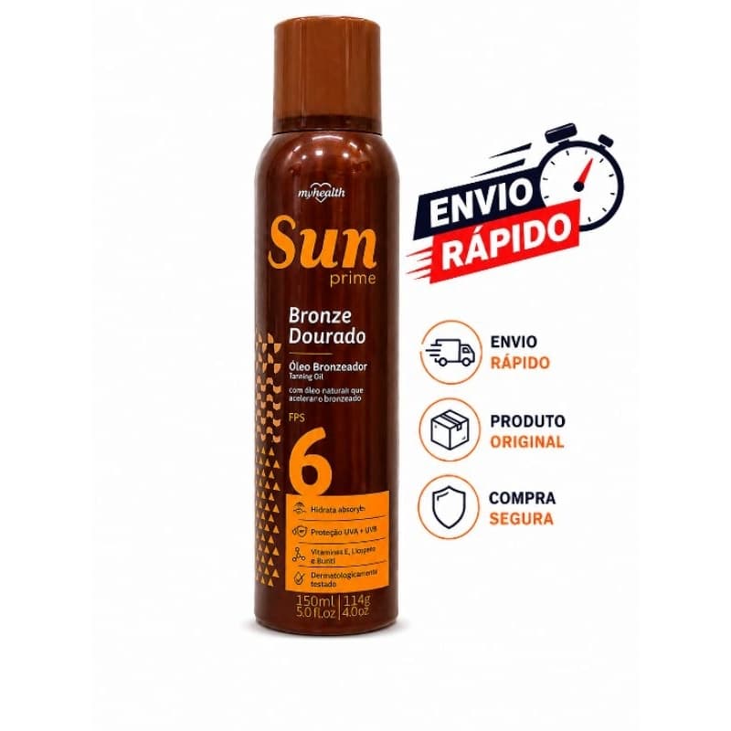 ☀️ Óleo Bronzeador Sun Prime FPS 6 Bronze Dourado – My Health | Bronzeado Dourado e Iluminado