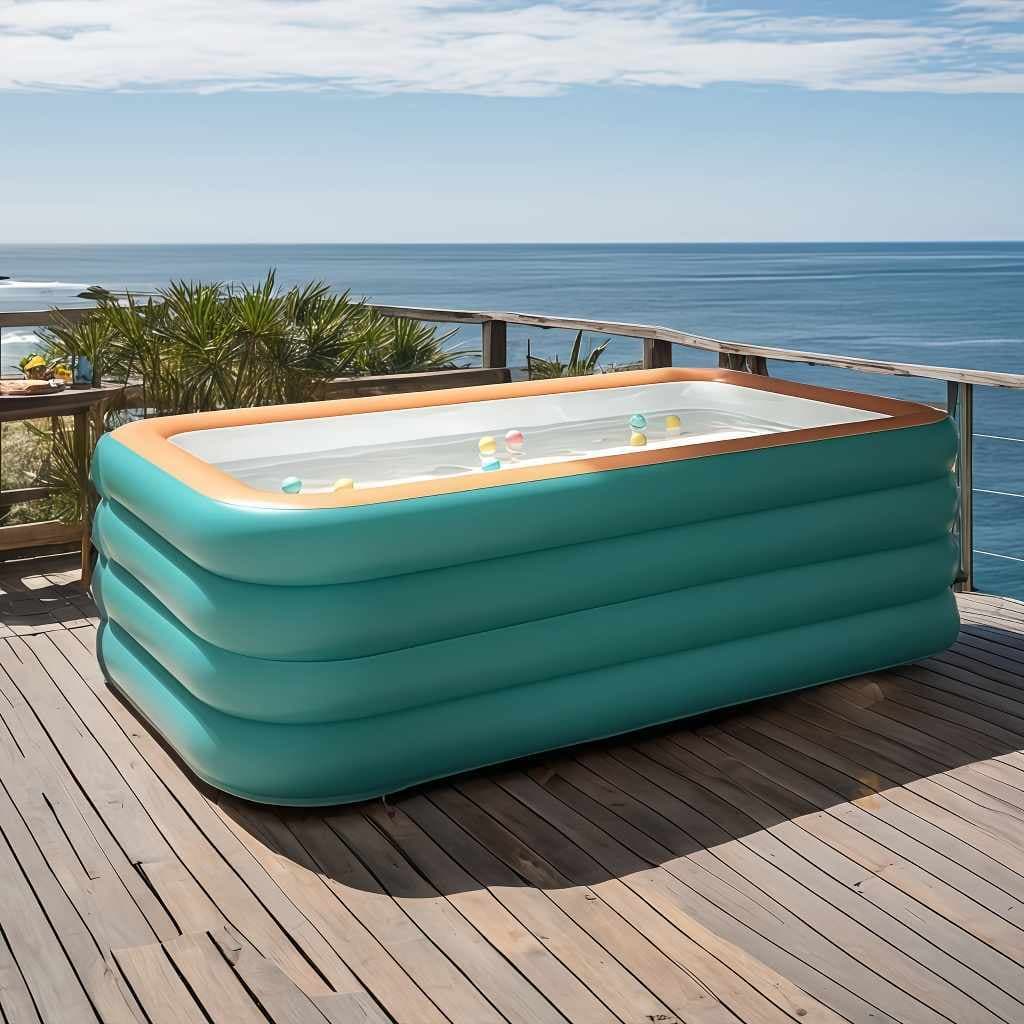 Piscina Inflável 4 Camadas Familiar, PVC Resistente à Prova de Vazamento, Diversão para o Quintal no Verão