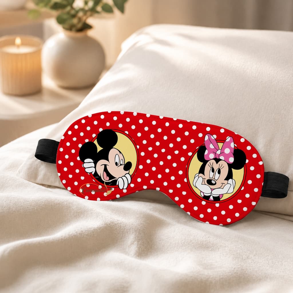 Tapa Olho Mickey e Minnie Mascará de Dormir Vermelho com elástico confortável