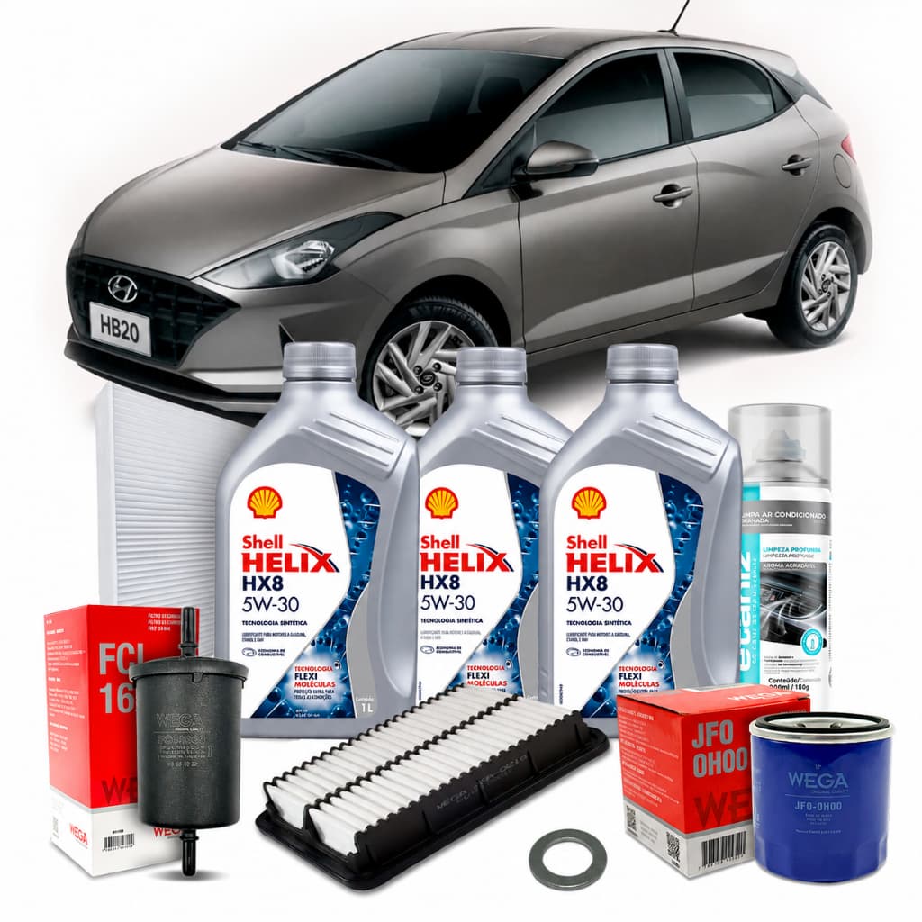 Kit Revisão Troca de Óleo 5w30 Hyundai HB20 1.0 12v 3cc 80cv Aspirado 2020 2021 2022 2023 2024