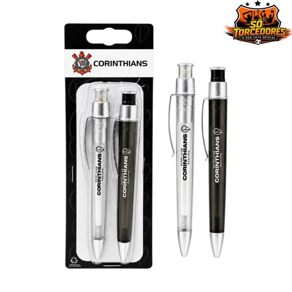 CONJUNTO COM 2 CANETAS OFICIAL CORINTHIANS