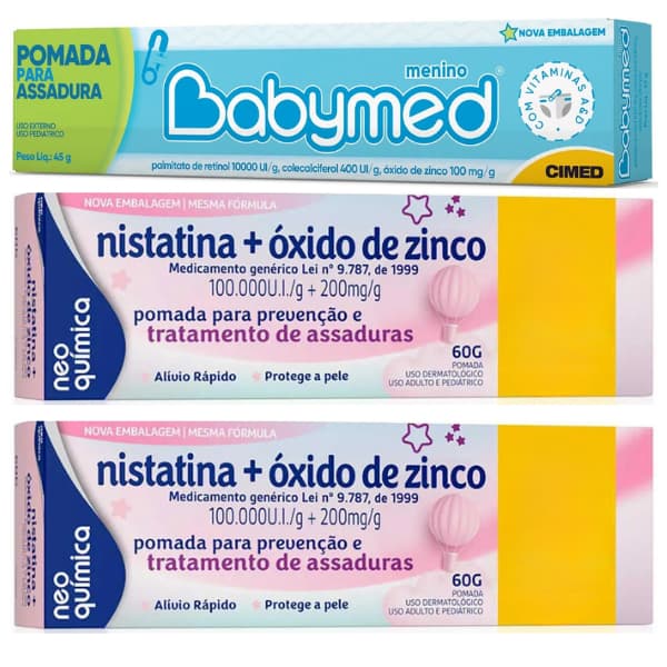 Pomada Babymed 45g leve 1 und+ Nista... 60g leve 2 unds Assadura