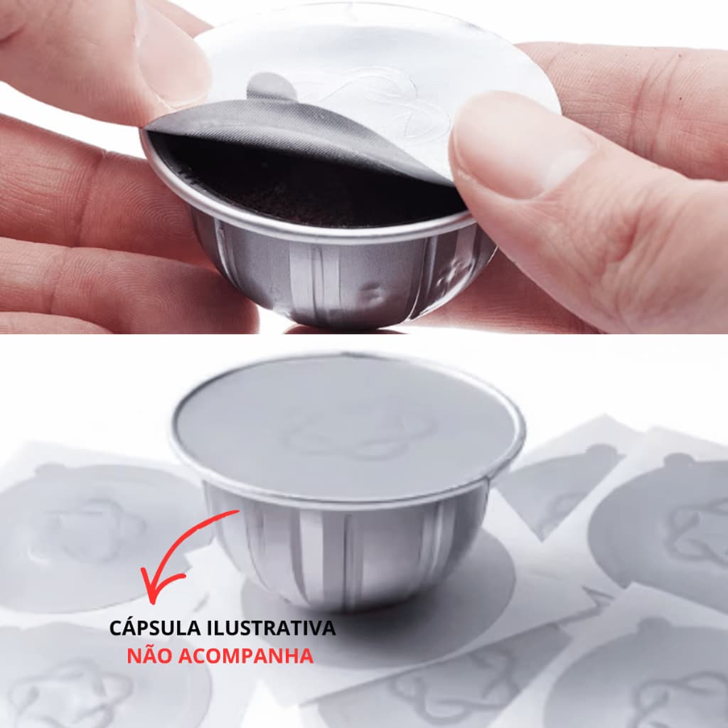 50 Selo De Alumínio Adesiva 58mm Para Cápsula Nespresso Vertuo Reutilizável