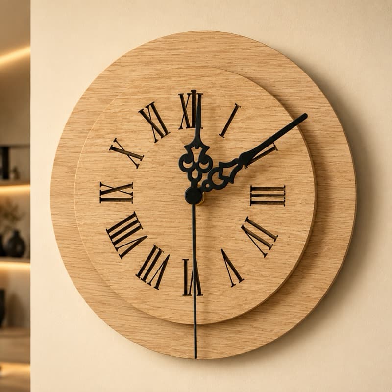 Relógio de Parede 15cm MDF Amadeirado Números Romanos Vintage Decorativo Sala Quarto Escritório