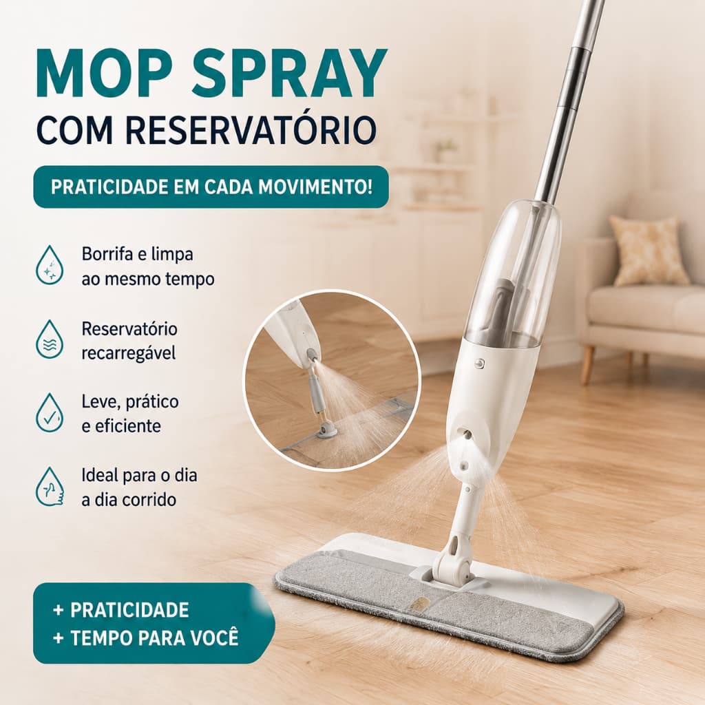 Rodo Mop Spray Esfregão Com Reservatório Dispenser De Água Limpeza 360