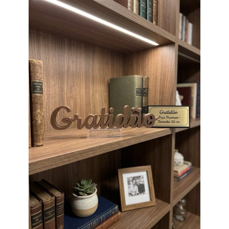 Enfeite Gratidão 26cm | Decoração Sala Mesa Estante Aparador | PLA Premium | Decoração Moderna