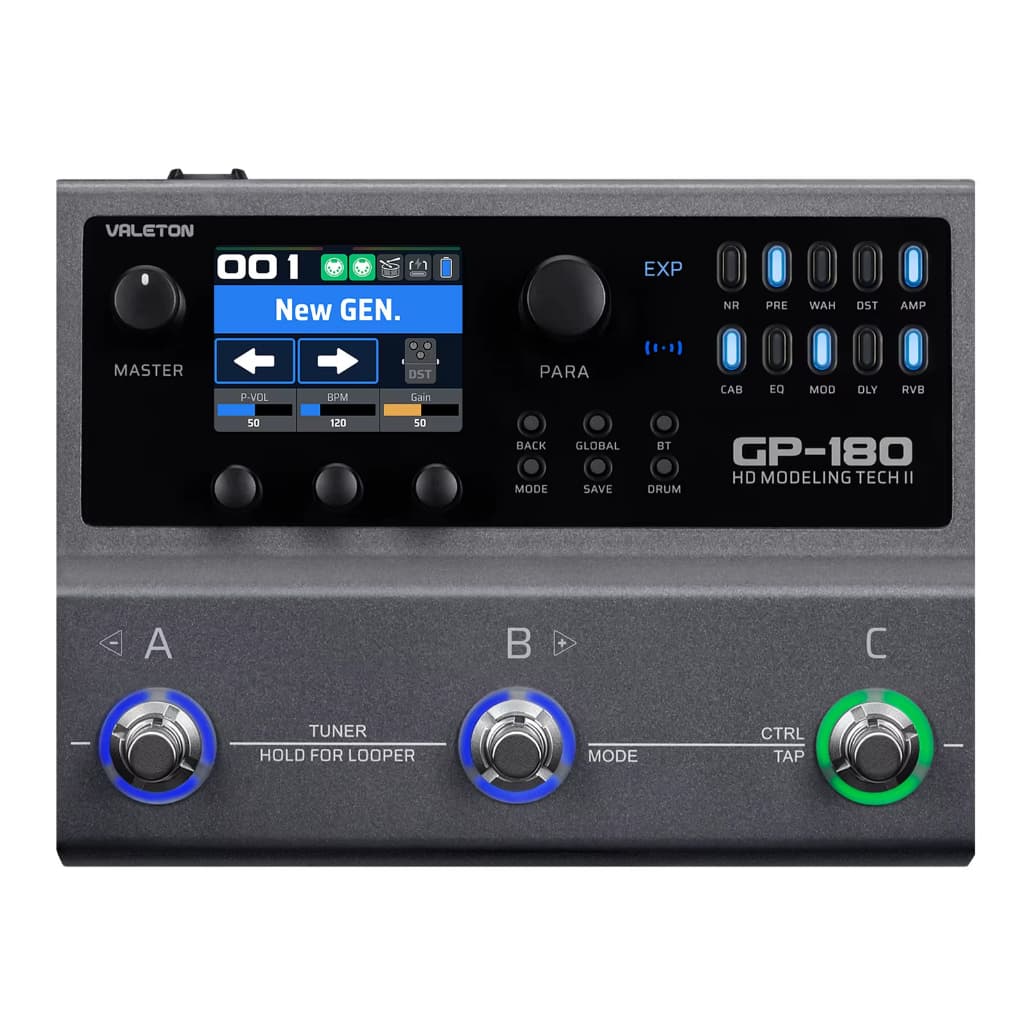 VALETON GP-180 Multi-efeitos NAM A2 Nativo e IR Loader, Bluetooth IA, +200 Efeitos e Modelagem HD Guitarra Violao Baixo