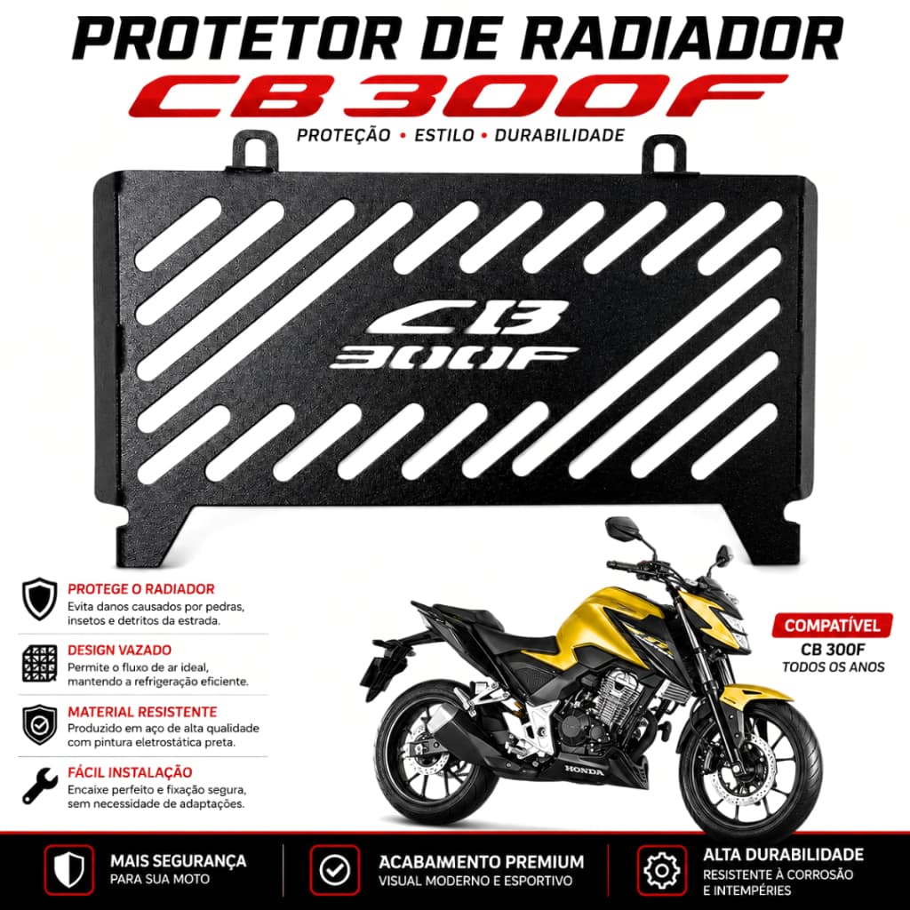 Protetor Radiador Cb 300F Twister 2022 a 2026 Aço Reforçado