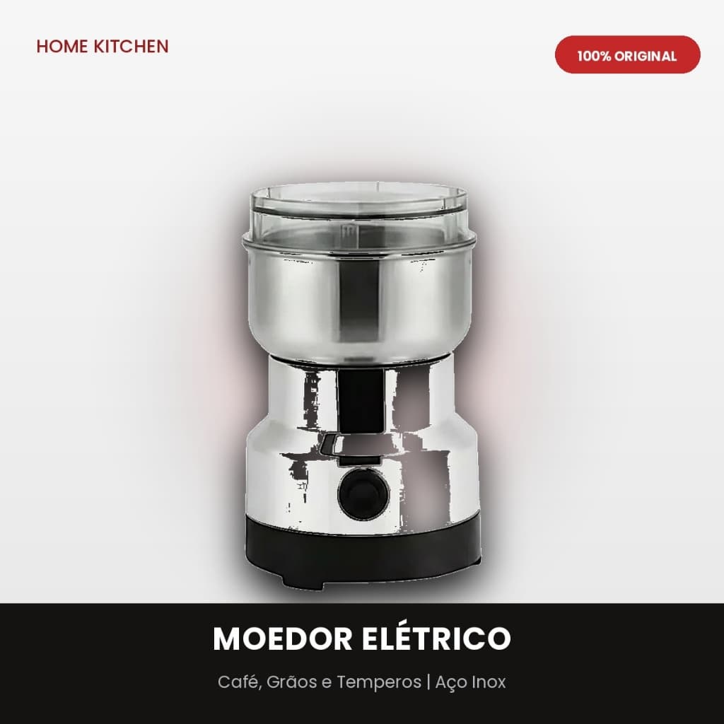 Moedor Elétrico Multifuncional de Aço Inoxidável para Café, Grãos, Temperos e Especiarias