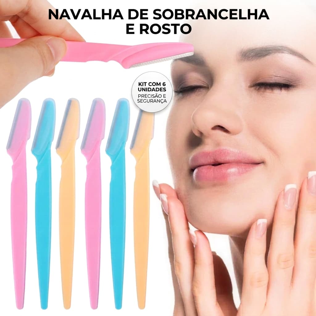 kit Lâmina Navalha Tira Pelos Sobrancelha Buço Rosto