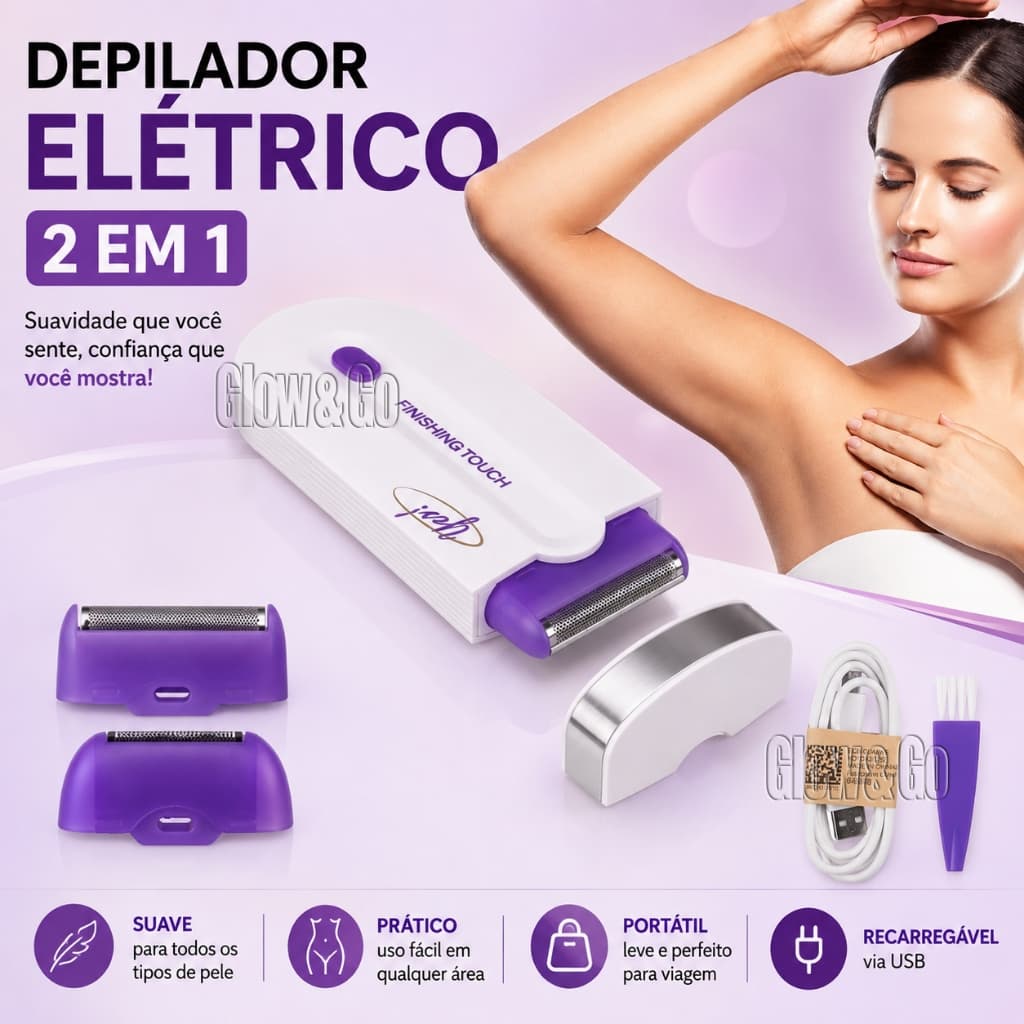Depiladora facial e corporal feminina sem fio recarregável 2 em 1