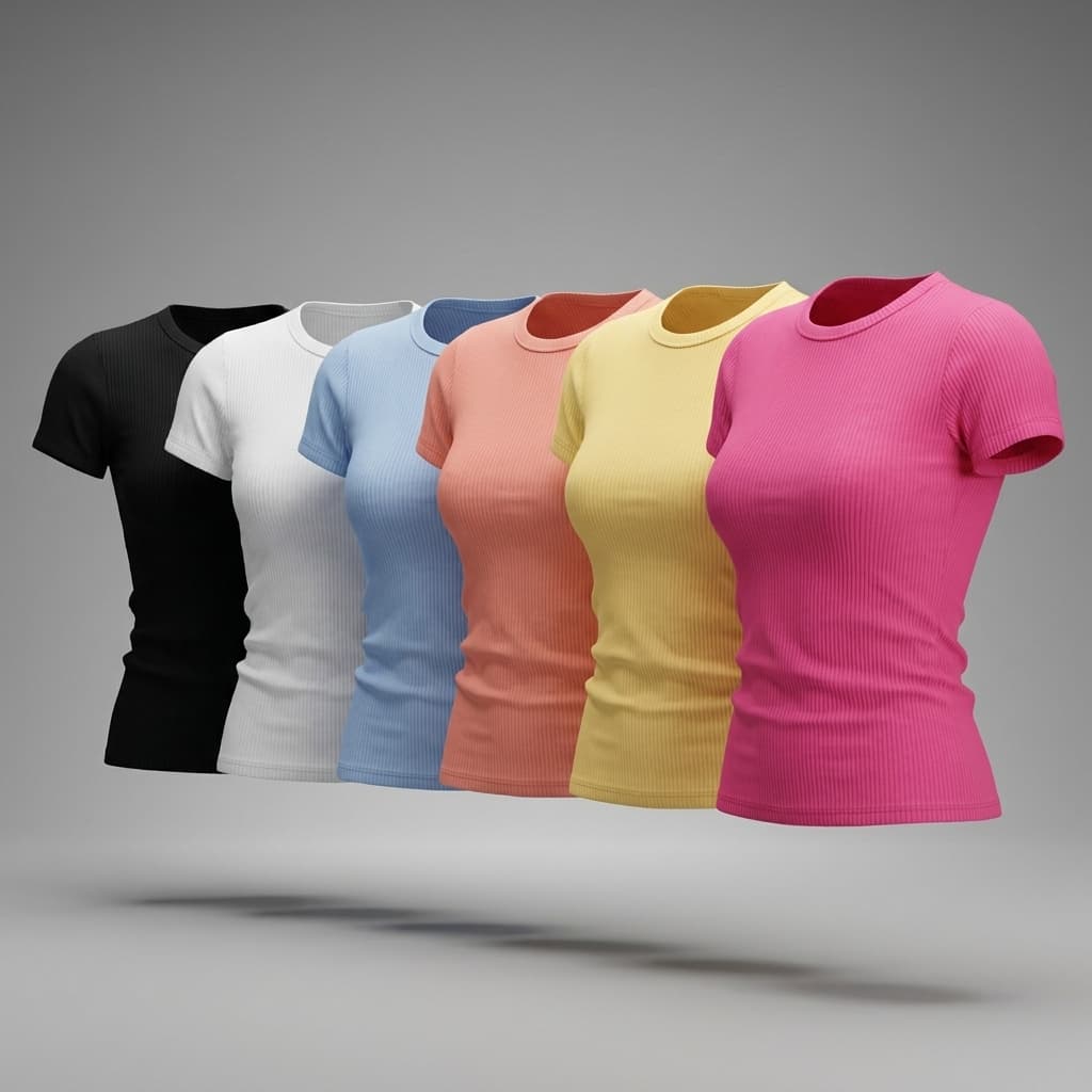 Blusa Feminina Baby Look Baby Tee Manga Curta Casual Básica Lisa Slim Fit