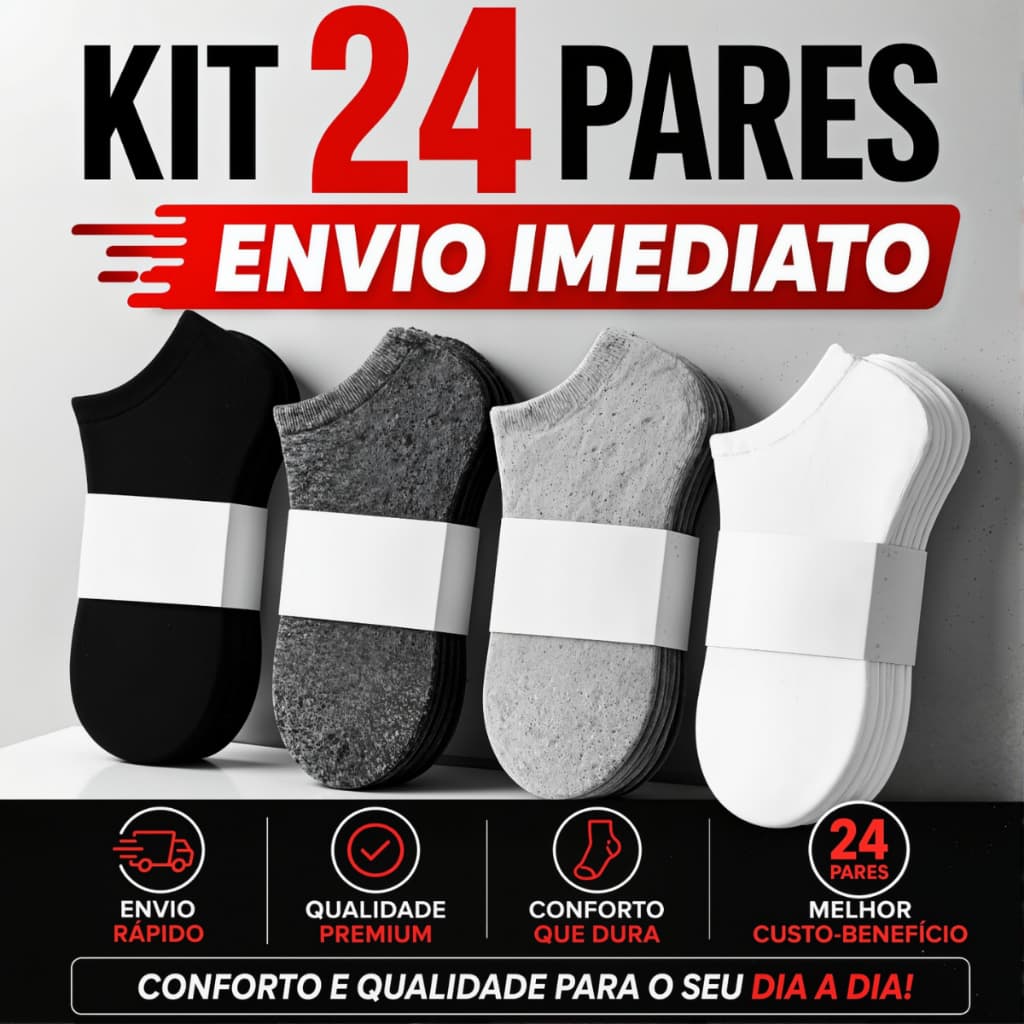 Kit Até 24 Pares De Meias Soquete unissex Menor Preço