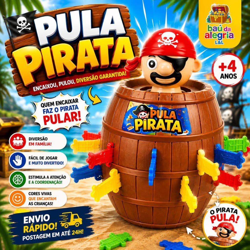 Pula Pirata Barril Pirata com Espadas Jogo Infantil de Mesa Brinquedo Divertido para Crianças Família Presente