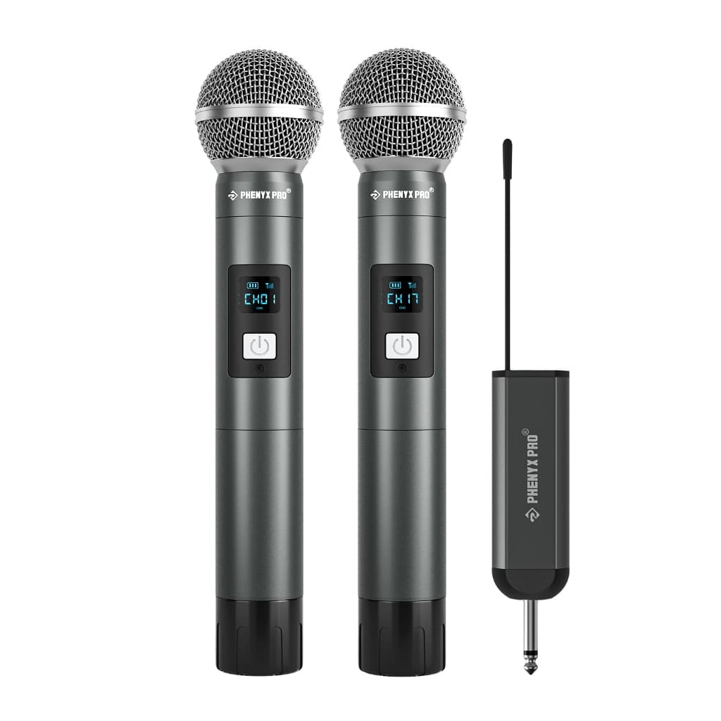 Phenyx Pro PDP-2 Microfone Sem Fio Digital UHF Duplo Canal Portátil com Microfones de Mão para Show