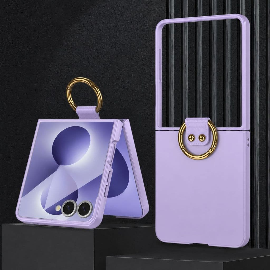 Capa Para Samsung Galaxy Z Flip /3/ 4/ 5/6 /7/7FE/ Lilás Slim Com Argola Anel Premium