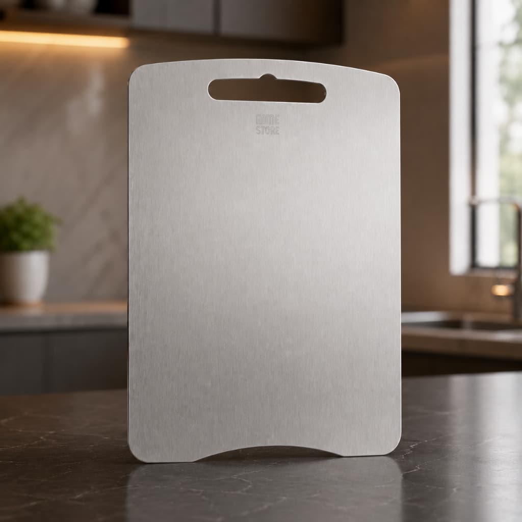 Tábua de Corte Inox 430 Escovado 30x22cm para Carne Legumes Frutas Cozinha Churrasco