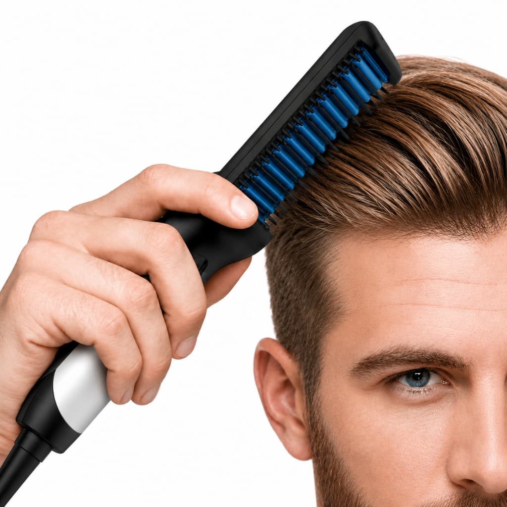 Chapinha Barba Cabelo Masculino Alisador Pente Modelador Elétrico Bivolt 127/220V Prancha Escova Alisadora