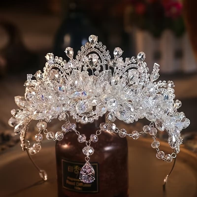 Coroa Barroca para Cabelo, Enfeitada com Strass e Cristais, Perfeita como Coroa de Rainha ou Coroa