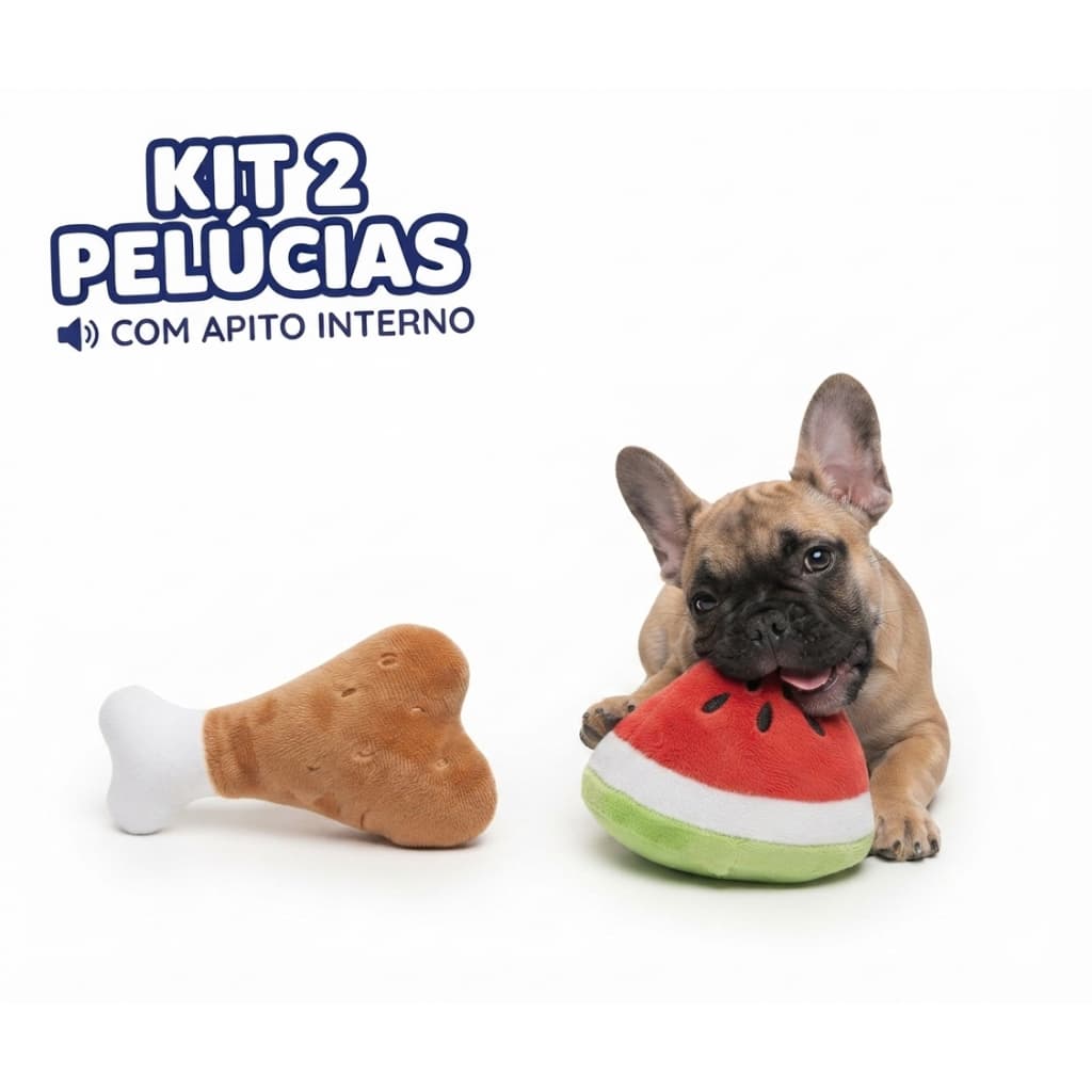 Brinquedo Pet Kit 2 Pelúcias com Apito para Cachorro