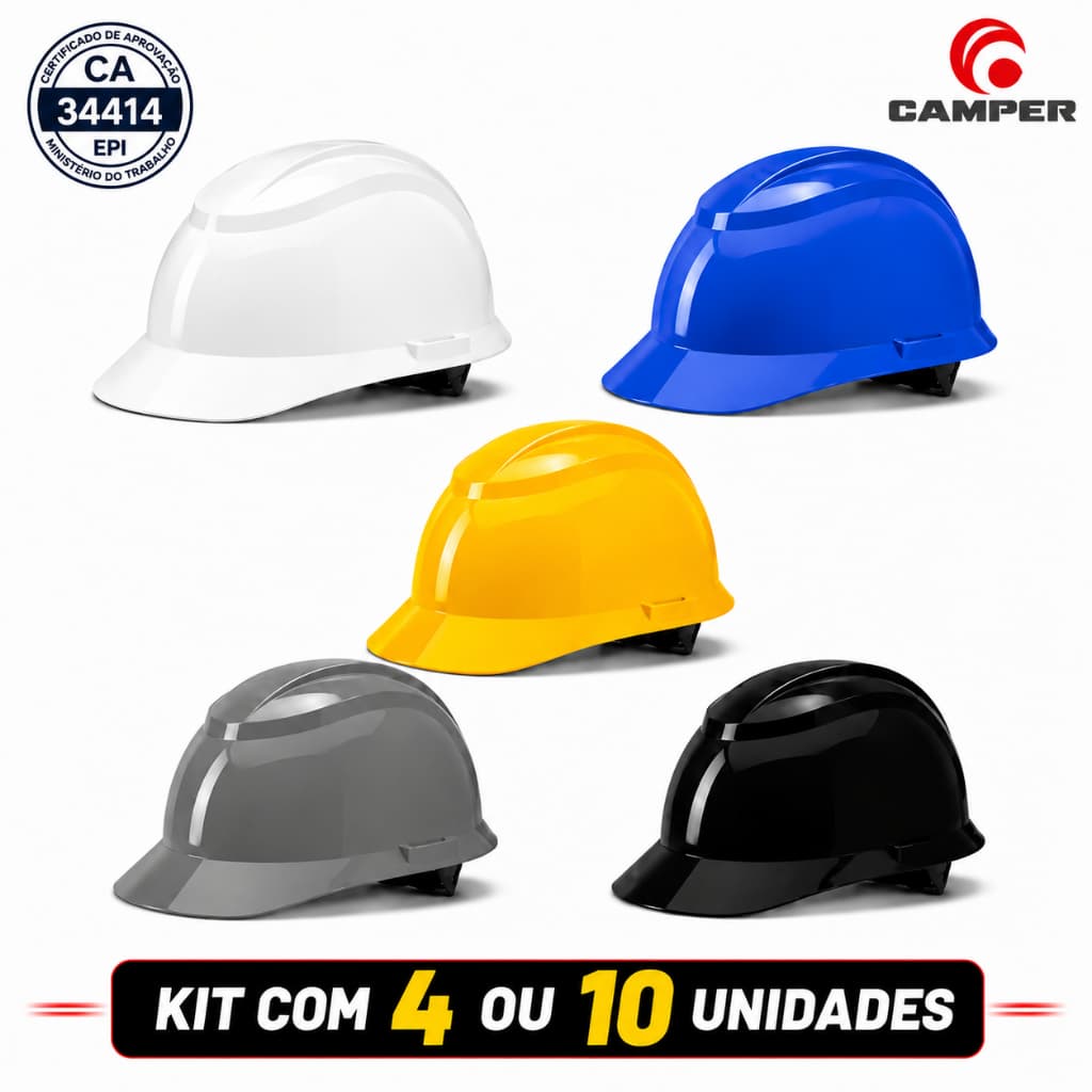 Kit 4 Ou 10 Capacetes De Segurança Camper Avant Carneira Trabalho Construção Civil Obra Industria