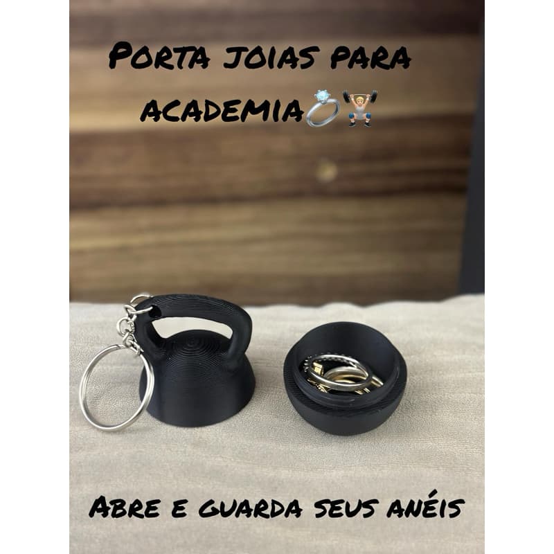 Porta Anel Mini Kettlebell para Academia Porta Aliança Fitness Chaveiro