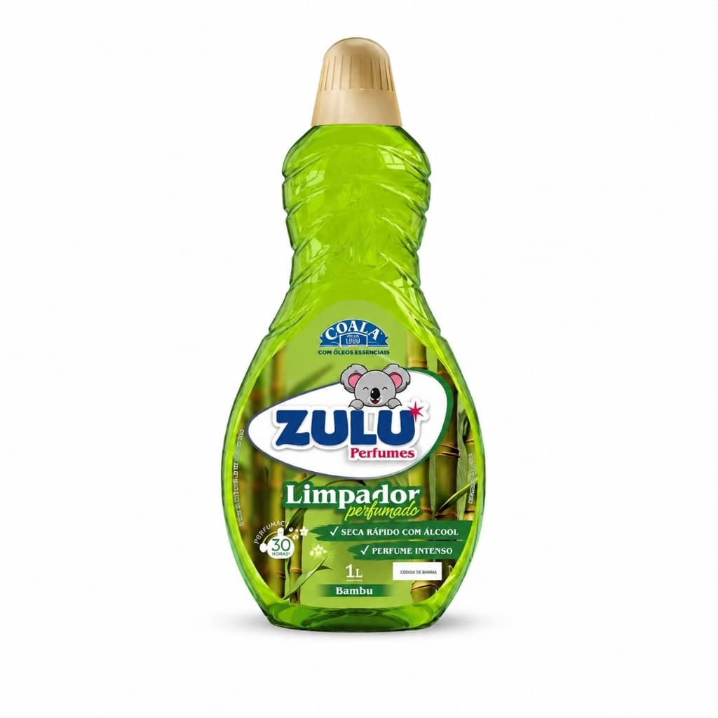 Limpador Perfumado Zulu Bambu 1L Coala Perfume Intenso Limpeza e Secagem Rápida