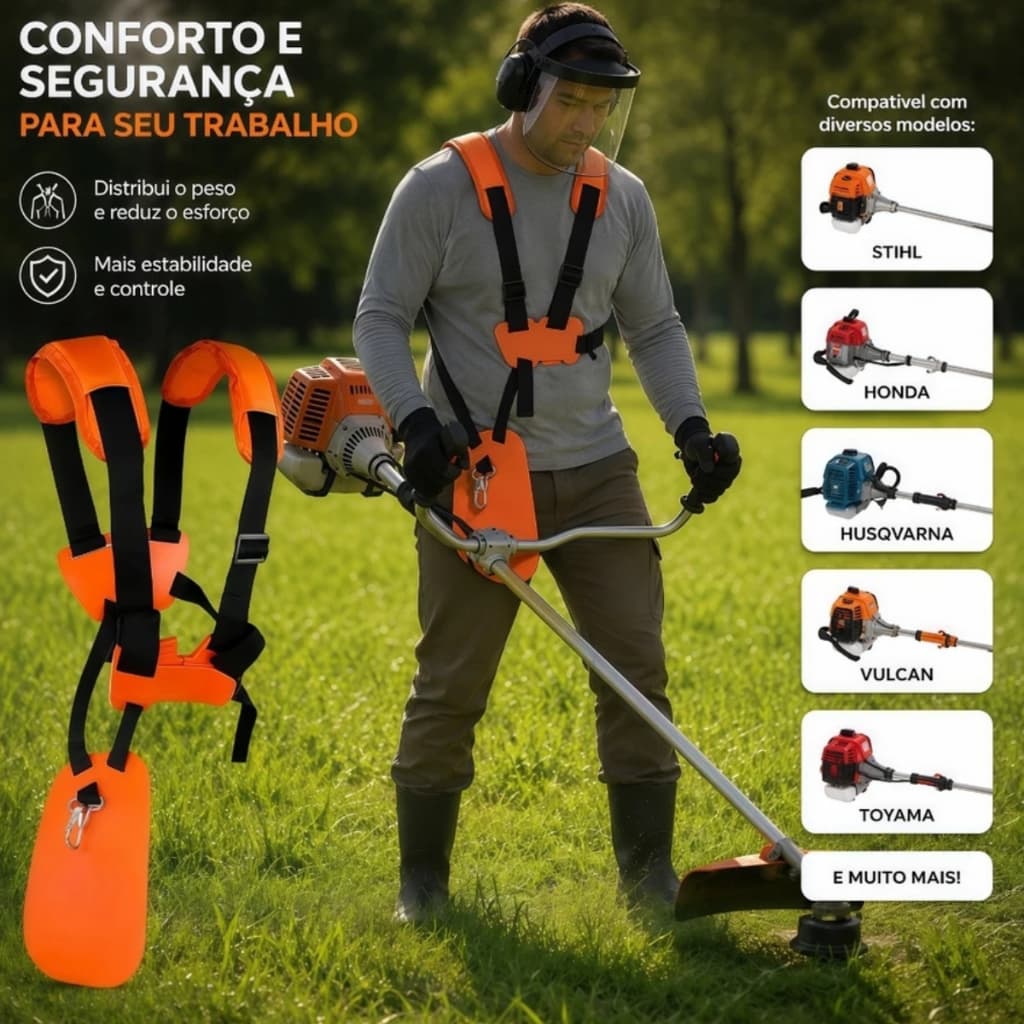 Cinto Sustentação Compativel Roçadeiras Todas Marcas Laranja
