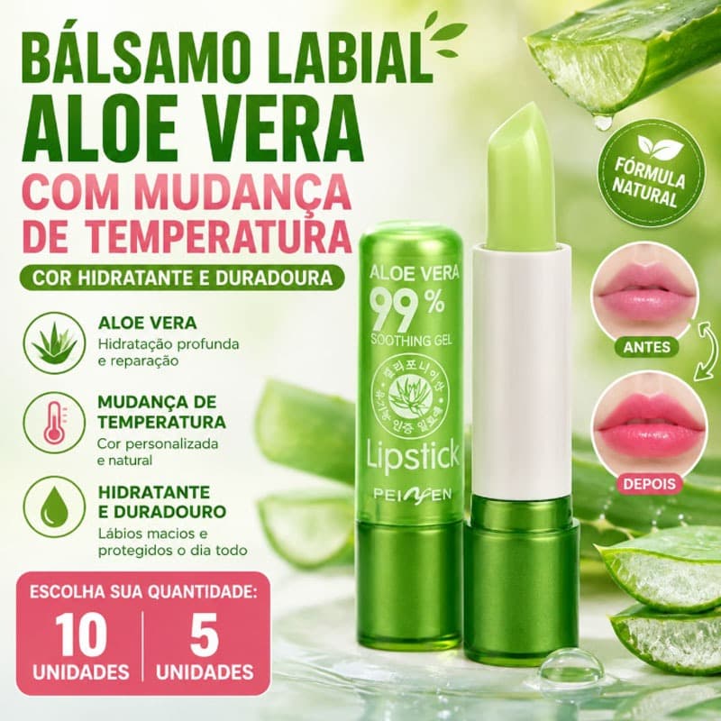 10 Unidades ou 5 Unidades Aloe vera Bálsamo Labial Com Mudança De Temperatura Gelatinoso/Cor Hidratante E Duradouro