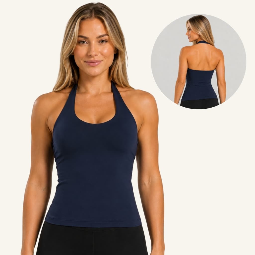 Regata Fitness Frente Única Top Halter Feminina Blusa Zero Transparência Alta Sustentação Promoção