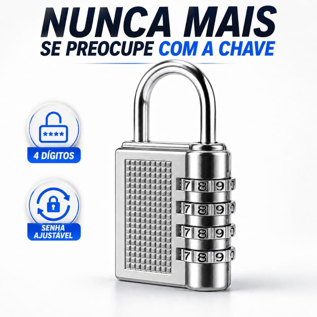 Cadeado Senha 4 Dígitos Reforçado Zinco Sem Chave Viagem Escola Academia