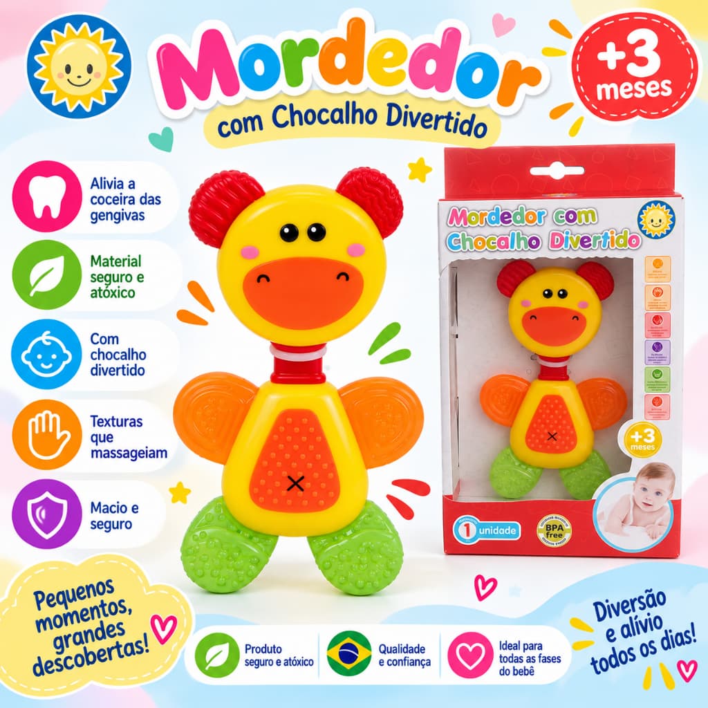 Mordedor com Chocalho Divertido Girafa – Kitstar