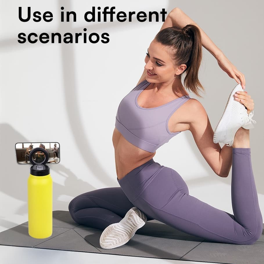 Garrafa Térmica com Suporte Magnético para Celular Garrafa Esportiva Reforçada e Portátil Pilates Yoga Academia CP-26