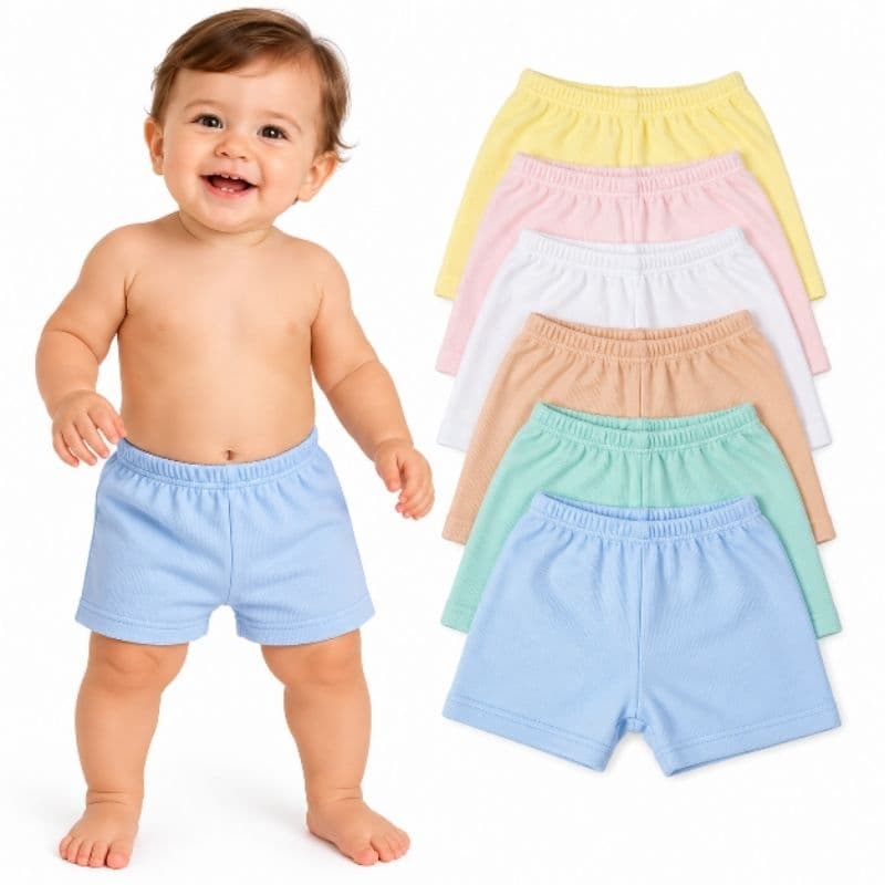 kit shorts bebe infantil malha canelada