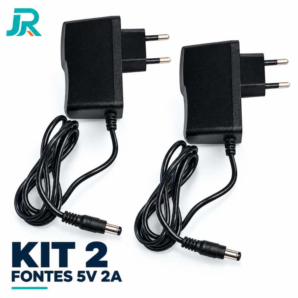 Kit 2 Fontes de Alimentação 5V 2A Bivolt AC/DC para TV Box e Roteador