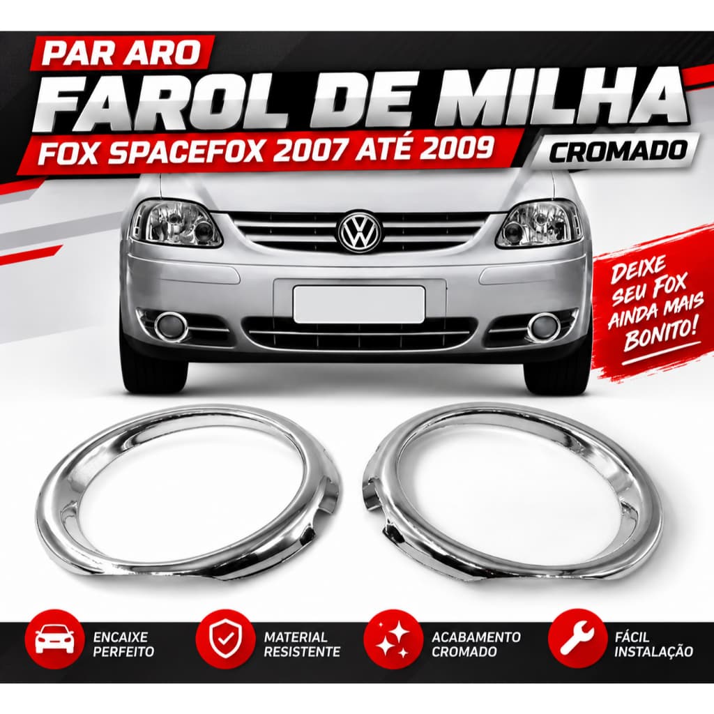 Par Aro Farol de Milha Fox Spacefox 2007 Até 2009 Cromado