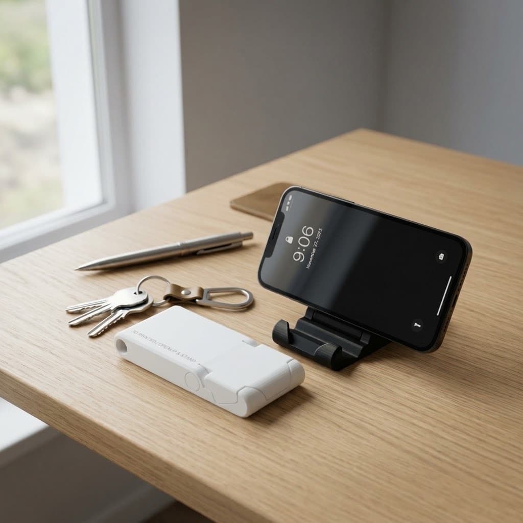 Suporte Celular 3 em 1, Abridor de Lata e Chaveiro, Suporte para Celular de Mesa, Acessório Multifuncional, Prático Útil